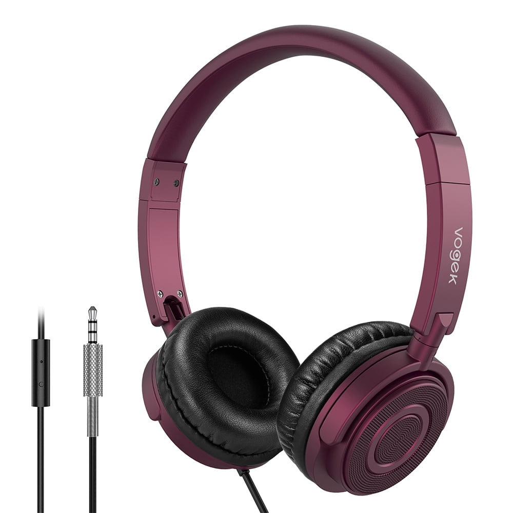 VIVEFOX OnEar Headphones with Microphone, Lightweight Folding Stereo