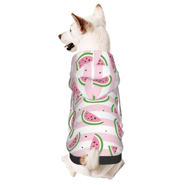 Fotbe Watermelon Sudadera con Estampado para Perros Pequeños – Suéter con Capucha para Mascotas, Tela Suave de Forro Polar con Bolsillo-Medium