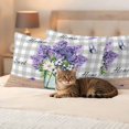 thumbnail image 3 of Lavender Daisy Pillow Covers 2 Pack Watercolors Purple Lavenders Butterfly Grey Plaid Pillowcase Waterproof Outdoor Throw Pillow Cover for Patio Balcony Rectangular Cushion 20”x12”, 3 of 9