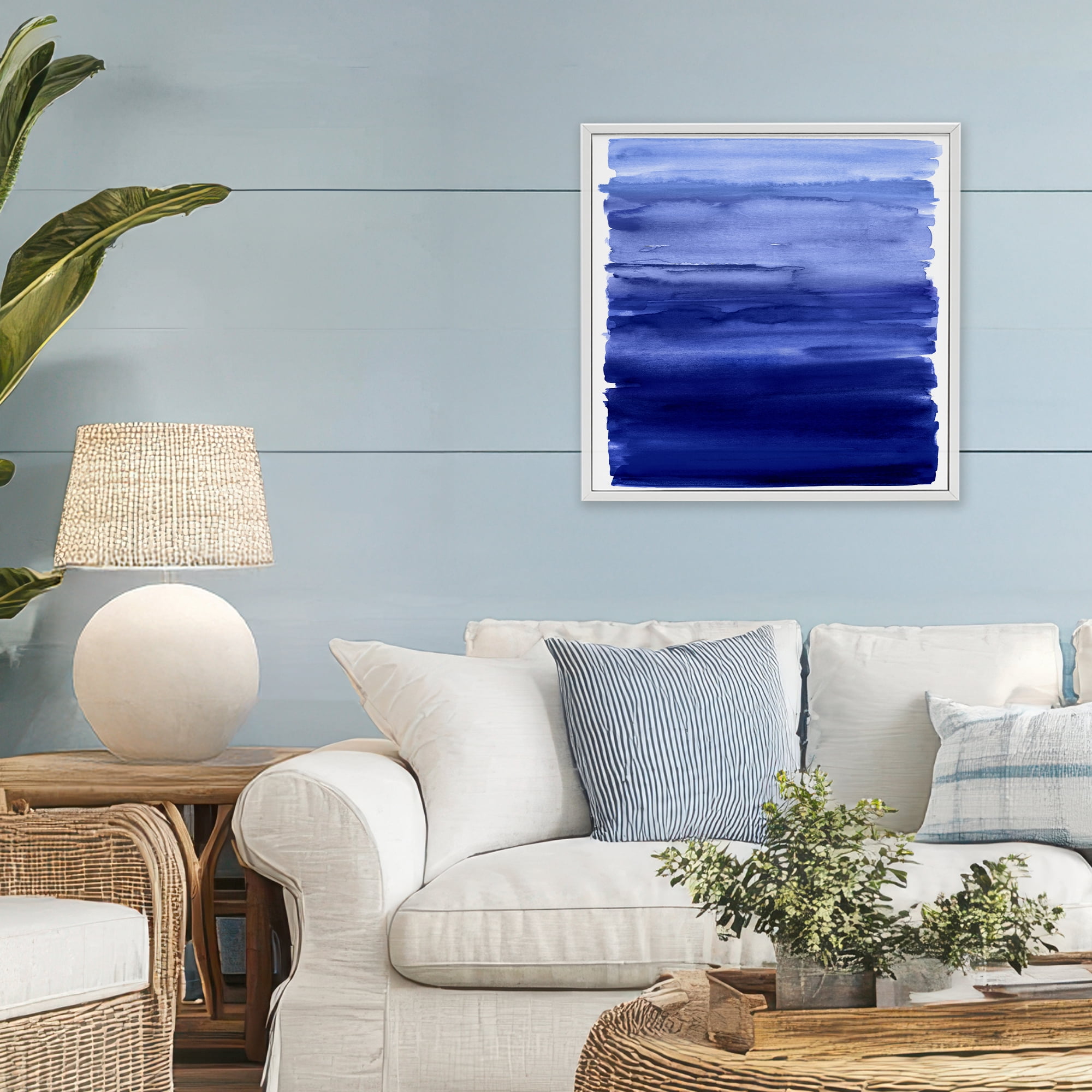 Stupell Industries Indigo Ombre Gradient White Framed Giclee Art, design by Allie Corbin