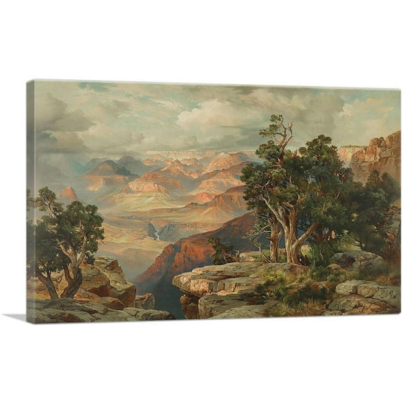 ARTCANVAS Grand Canyon Arizona From Hermit Rim Road 1913 Canvas Art Print by Thomas Moran - Size: 12" x 8" (0.75" Deep)