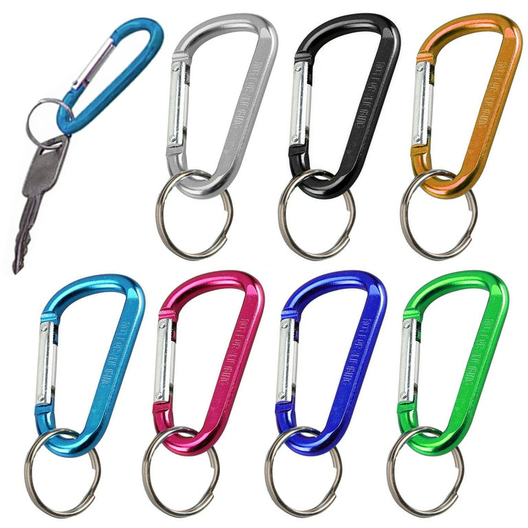 AllTopBargains 3 PC Aluminum Carabiner Clip Small D-Ring Snap Lock Hook Key Chain Colors 2-3/8