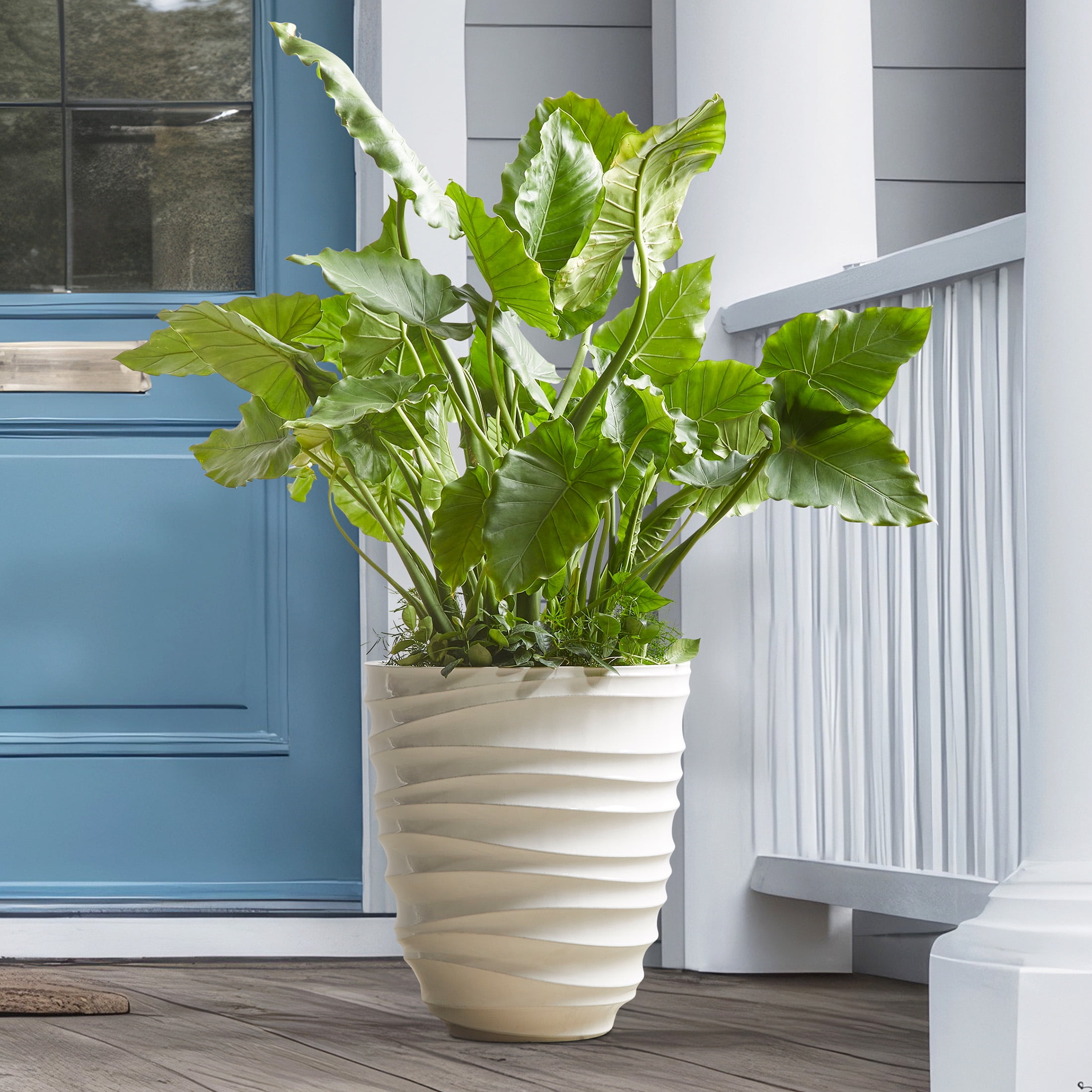 Mainstays Capri 16" x 16" x 18" Round White Plastic Planter