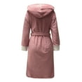 thumbnail image 5 of Hueook Robes for Women Plus Size Sleepwear Winter Warm Solid Bandage Robe Bathrobe Gown Pajamas with Pocket Waistband+Belts Christmas Clearance, 5 of 5