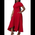thumbnail image 3 of Vestido Elegante Informal de Corta para Mujer, Estilo Oficina, Fiesta, Corte A Rojo XL, 3 of 10