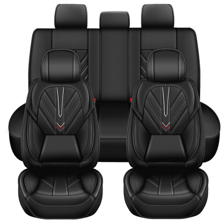 DIKSOAKR Fit for Mitsubishi Eclipse Cross 2018-2025 2026 Seat Covers Full Set Waterproof Faux Leather with Lumbar Support Comfortable Automotive Seat Cushion (5 Seat Black)