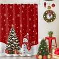 thumbnail image 5 of Small Stall Shower Curtain 48x72 Inch Narrow Half Size Red Snowman Christmas Bath Curtains Bathroom Decor, Xmas Tree Winter Snowflaks Gifts Waterproof Fabric Shower Curtain Set with Hooks 48 Inch, 5 of 8