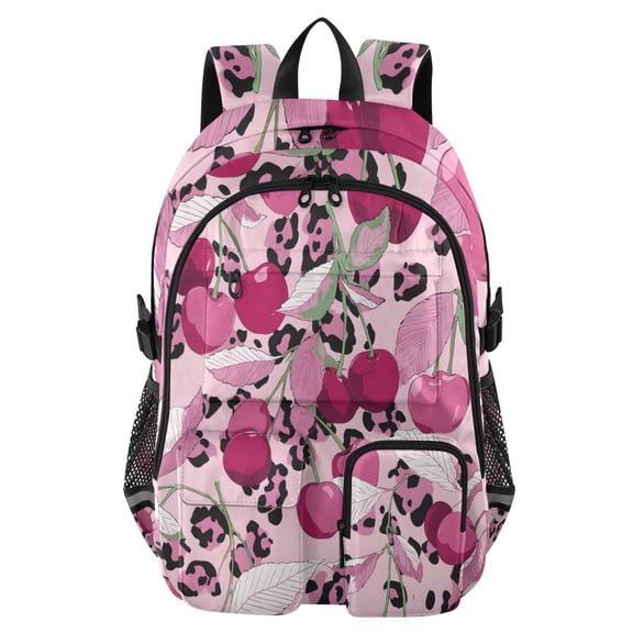 DIXRUYEE Leopard Print Skin Pattern Backpack for School 14”Laptop Compatible with Reflective Safety Strips