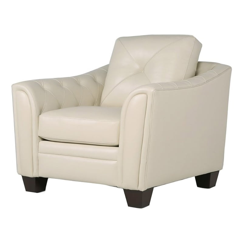 Maklaine 21'' Transitional Leather Upholstered Tufted Accent Chair in