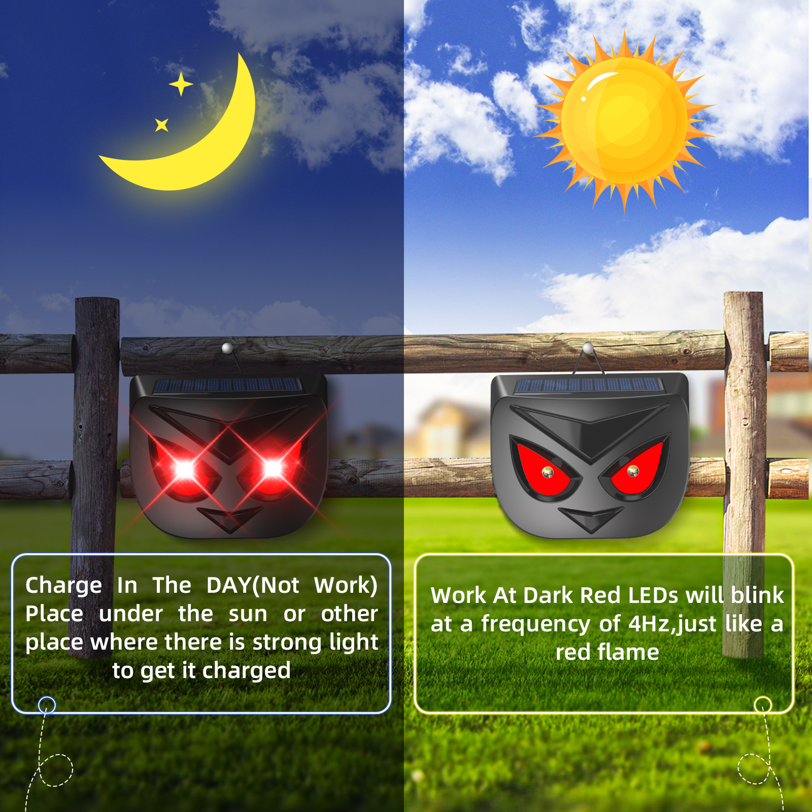 Paddsun Solar Nocturnal Animal Traps,4 Pack Outdoor Coyote Deterrent Predator Eyes Animal Deterrent Predator Lights for Raccoon Deer Skunk Fox Out of Yard Garden Patio