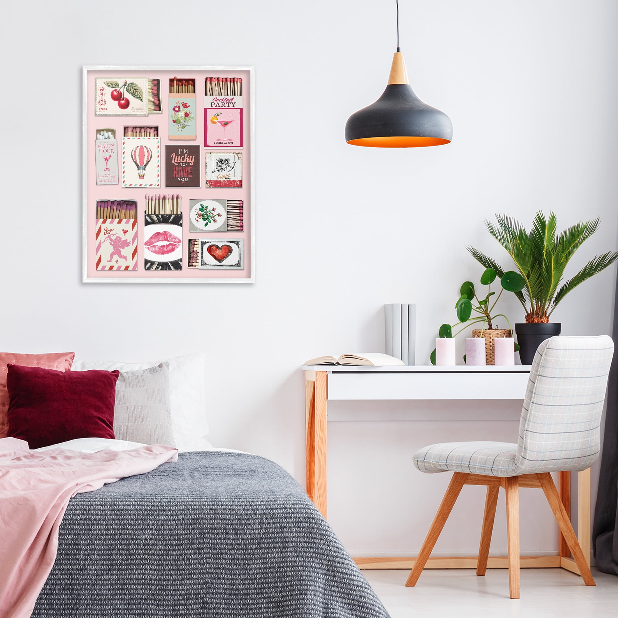 Stupell Industries Vintage Romantic Matchbox Collection White Framed Giclee Art, design by CAD Designs