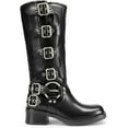 thumbnail image 2 of Women's Fashion  High Boots - Chunky Heel  with Pull-On Design, Square Toe with Decorative Buckles, 2 of 8