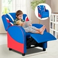 thumbnail image 3 of Kids Recliner Chair Gaming Sofa PU Leather Armchair w/Side Pockets Blue, 3 of 10