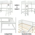 thumbnail image 5 of Bellemave L-Shaped Loft Bed with L-shaped Desk Twin Size Loft Bed with Desk for 2 Wood Corner Twin Beds with Ladder and Guardrails for Teens, No Box Spring Needed (White), 5 of 11