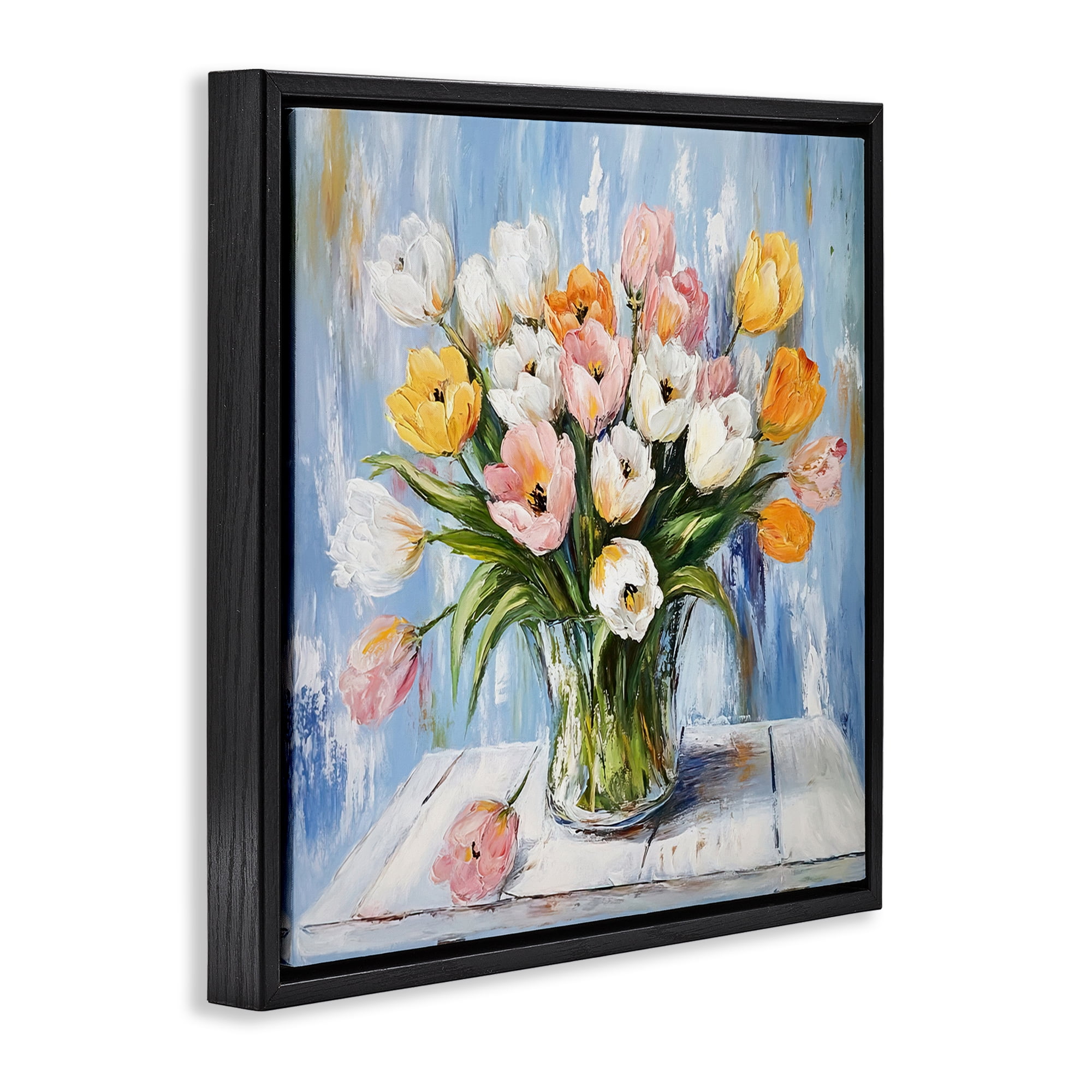 Stupell Industries Her Cottage Garden Tulips Black Framed Floater Canvas Wall Art, design by Tina LeCour