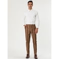 thumbnail image 3 of Pantalones de vestirrayas casuales pahombre Pantalones ajustados de color en contraste con frente plano y corte ajustado marrón XXL, 3 of 6
