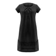 thumbnail image 3 of Women Solid Dress Short Sleeve Fold Loose Round Neck Mini Dress Holiday Dress Dresses for Women Flare Midi Dress Swing Dress with Pockets Dress Women Long Sleeve Womens Casual Dresses Petite Summer, 3 of 4