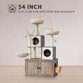thumbnail image 6 of Garvee Cat Tree with Litter Box Enclosure, All-in-One Modern Cat Tower with Scratching Post, Dangling Balls, Cat Basket & Top Perch - Grey, 6 of 8
