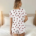 thumbnail image 5 of FAHXNVB Pajamas Set for Women 2 Piece Strawberry Printed Short Sleeve Lounge Set Soft Pjs V Nek Sleepwear Tops and Shorts Set S-XXL, 5 of 7