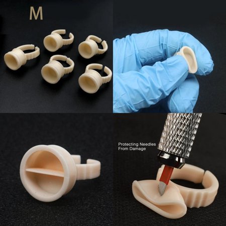 XOCHNGH 100pcs Disposable Silicone Tattoo Ink Rings Cup Permanent Makeup Pigment Holder Eyebrow Eyelash Extension Glue Divider Container