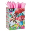 American Greetings 13" Large Gift Bag with Tissue Paper, Trolls (1 Bag, 6-Sheets)