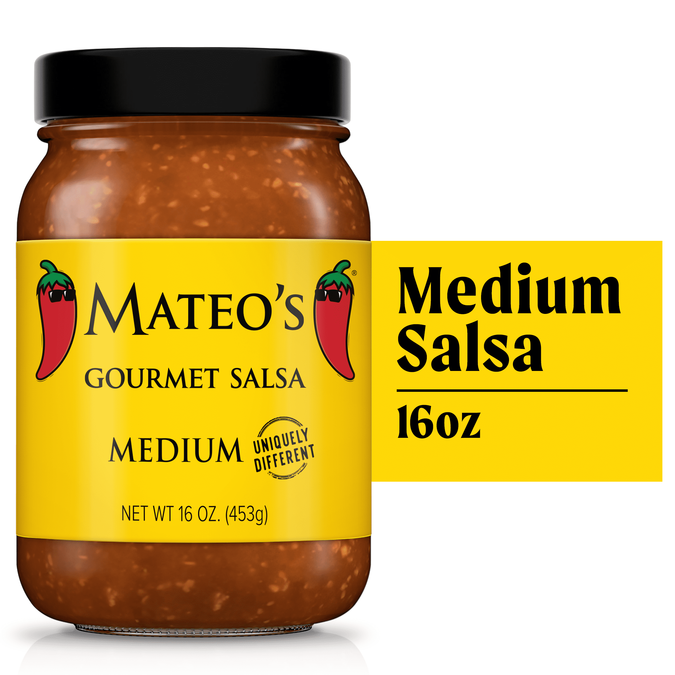 (6 pack) Mateo's Gourmet All Natural Salsa, Medium Heat, 16oz Glass Jar
