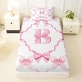 thumbnail image 3 of Manfei Letter B Personalized Twin Sheet Sets For Girls,Cute Pink Bow Bedding For Kids,3-Piece, 3 of 6