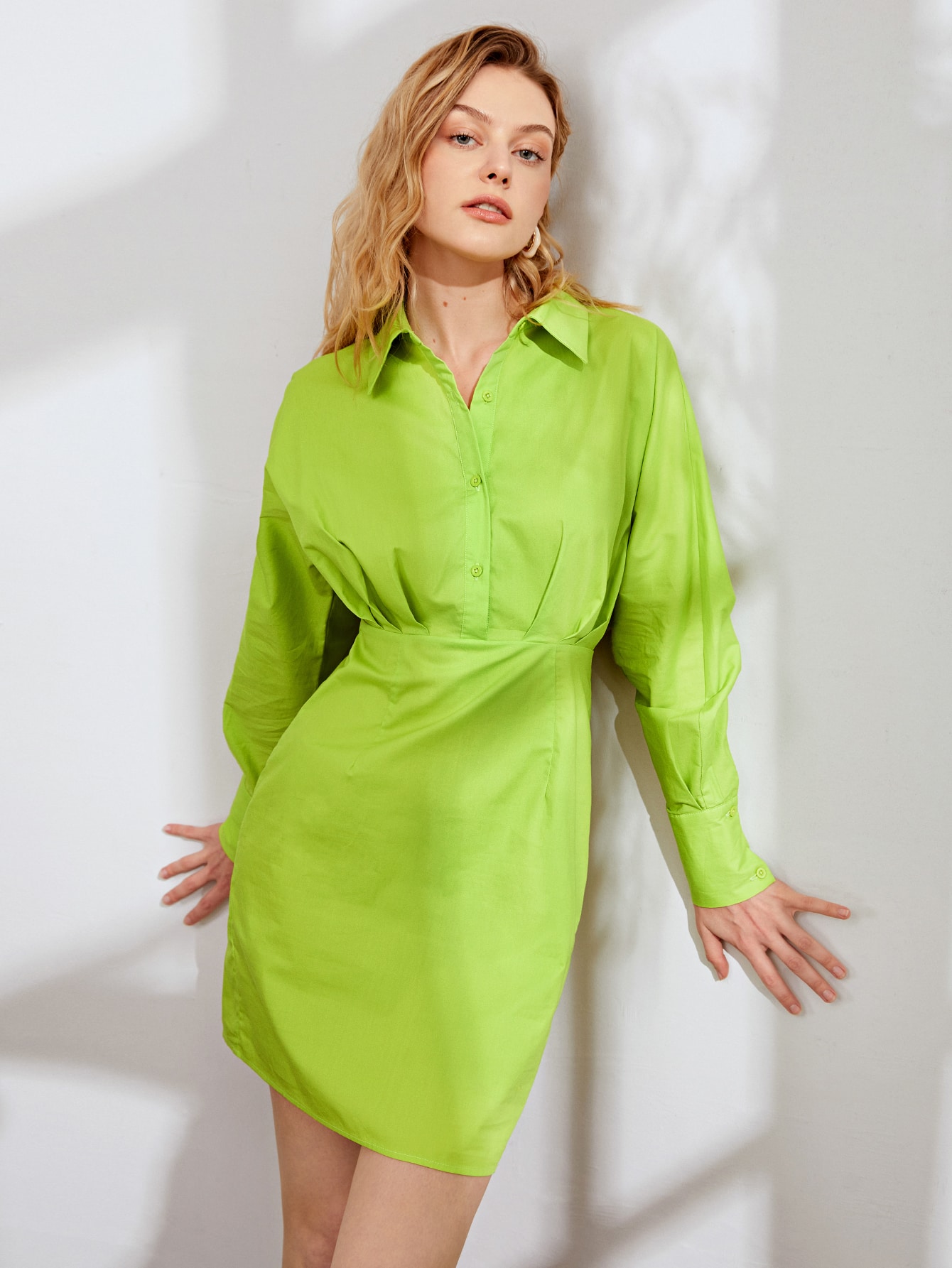 Lime green shirt dress Clearance