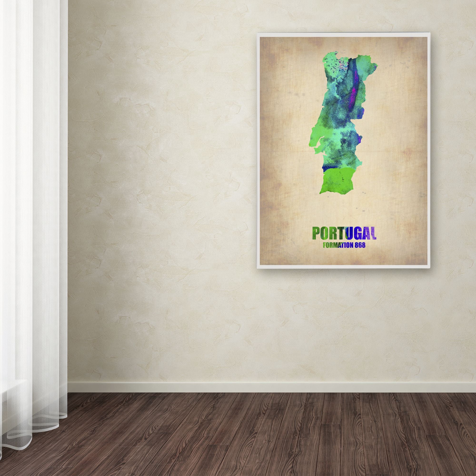 Trademark Fine Art "Portugal Watercolor Map" Canvas Art by Naxart