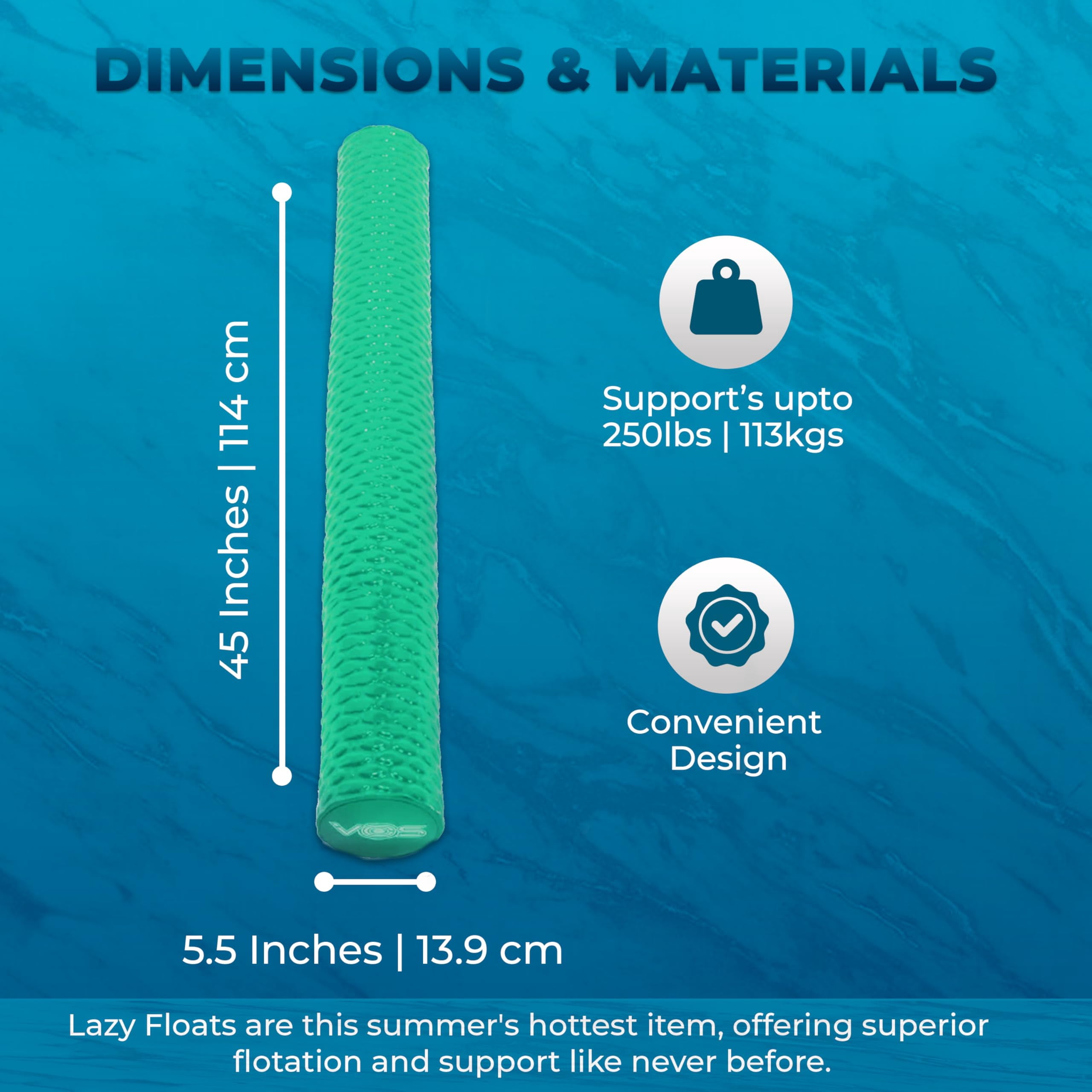 VOS Mega Foam Wavy Noodle Pool Toy, Botanical Green and Hurricane