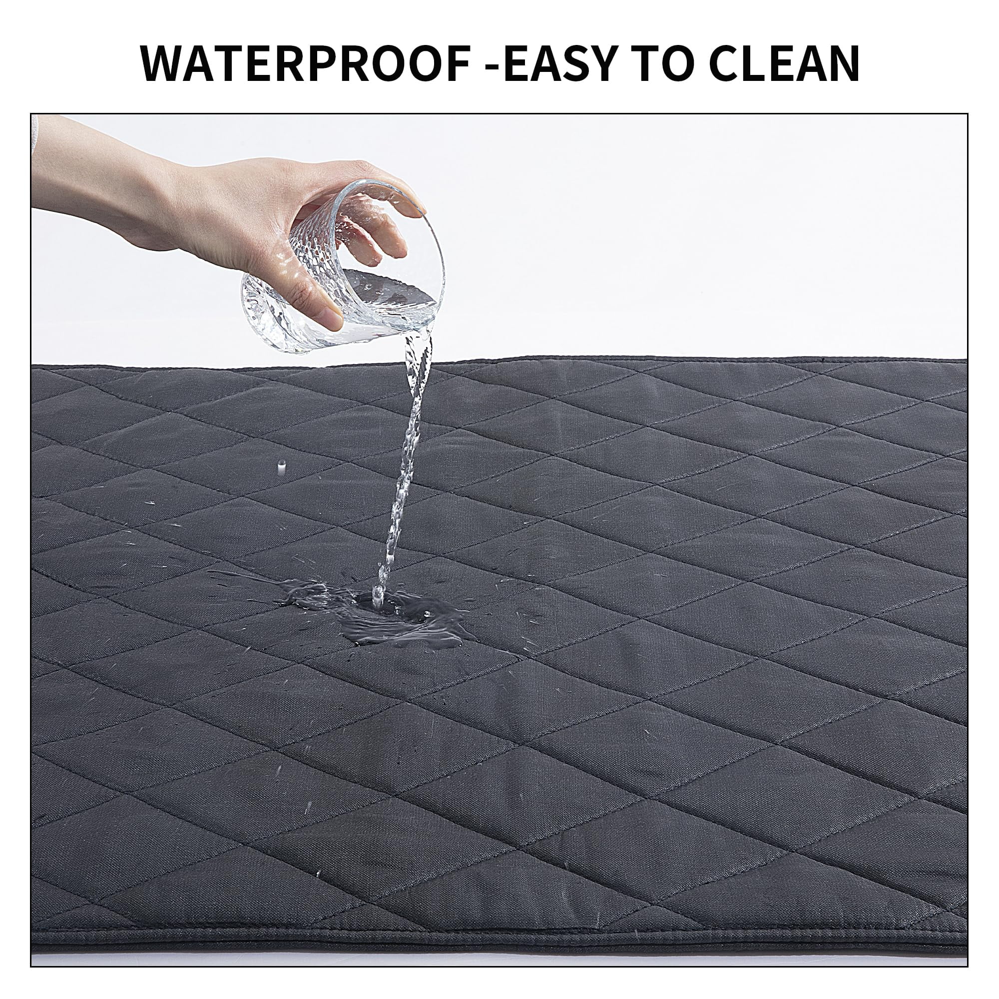 Chew Proof Dog Crate Bed Pad - Indestructible & Water Resistant for Aggressive Chewers, Durable Design for Dog Cage Black 43*58cm