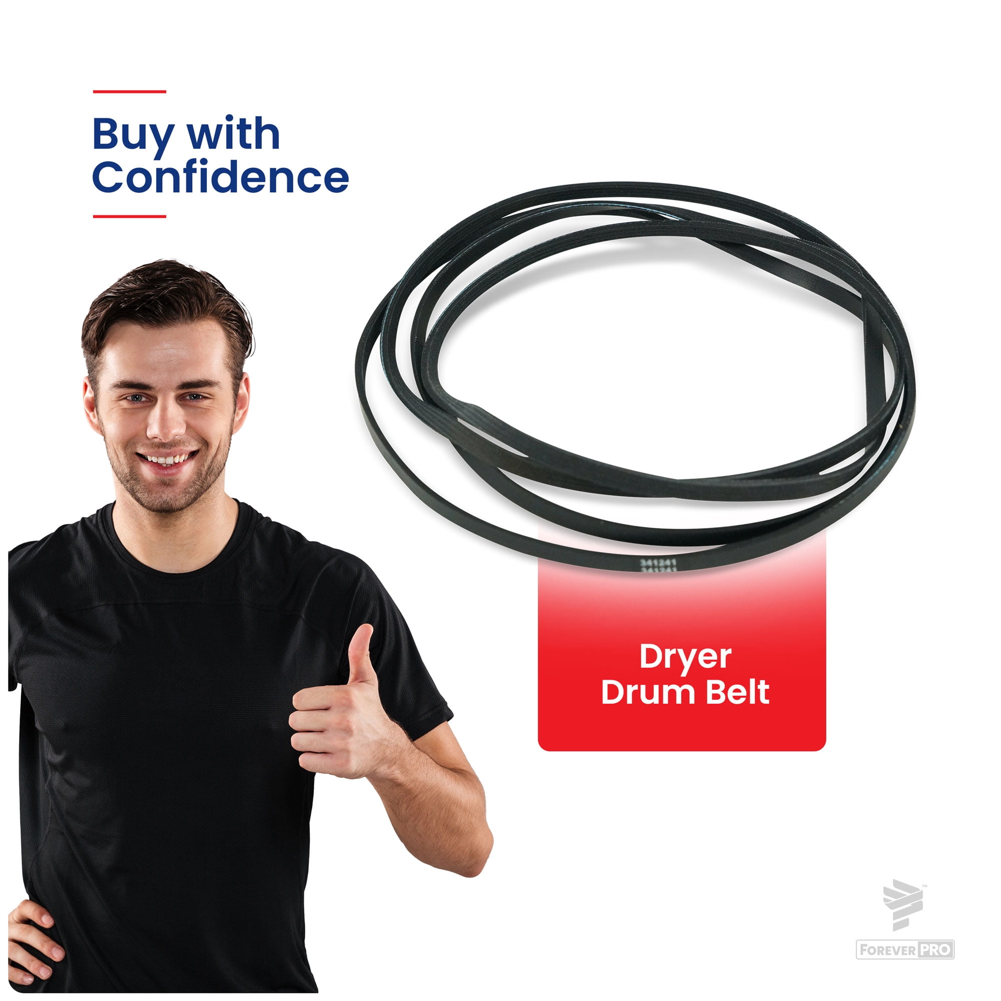 ForeverPRO 341241 Whirlpool Dryer Belt for Whirlpool Dryer 31531589 14210003 31001026 3389628