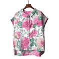 thumbnail image 4 of Pink Womens Summer Tops Cute Tops for Women Collar Non Sleeve Linen Shirts Plus Size Floral Blouses Casual Summer Clothes Going Out Tops for Women, 4 of 4