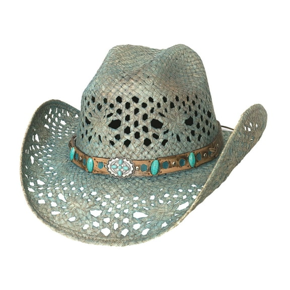 Bullhide Temptations - Shapeable Straw Cowboy Hat Small Blue