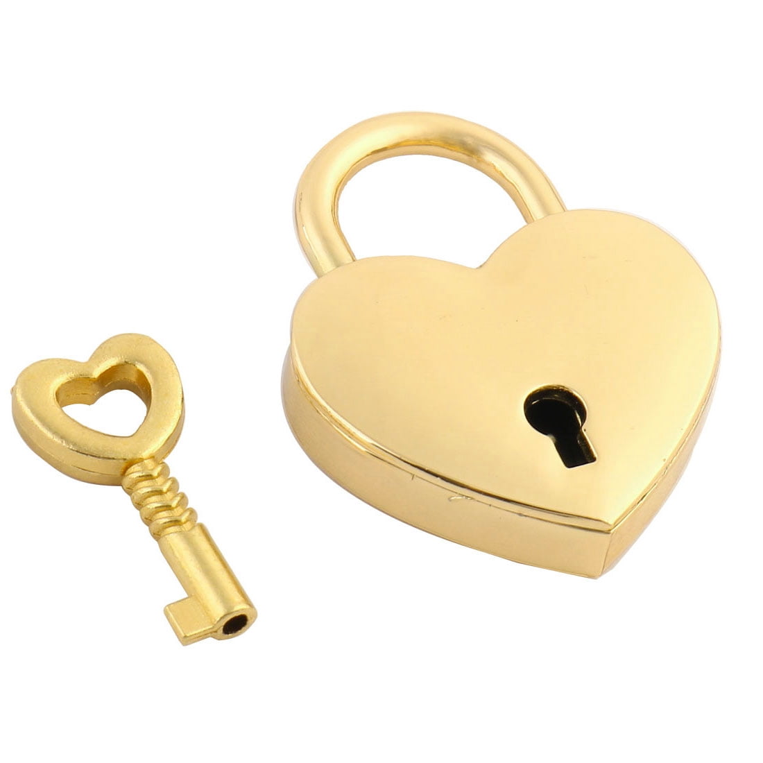 Unique Bargains Metal Heart Shaped Luggage Bag Security Lock Padlock Gold Tone