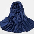 thumbnail image 4 of Bufanda Musulmana Hijab - Color Sólido Satén Musulmán Islámico Cubierta Completa Suave Hijab Bufanda Larga Bufandas Azul marino Macarena bufandas hijab para mujeres musulmanas, 4 of 5