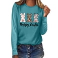 thumbnail image 3 of Easter Graphic Tee for Women Casual Long Sleeve T Shirt Holiday Print Lightweight Top Sky Blue S, 3 of 5