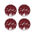 thumbnail image 2 of Balery 4 Pcs Christmas Tree Buffalo Plaidleather Coasters Set, Drink Table Cup Coasters For Living Room Kitchen Coffee Decor, 2 of 9