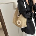 thumbnail image 2 of Bolso de mano para mujer, bolsos de paja, bolso de mano de verano, bolso grande de playa tejido (blanco), 2 of 6