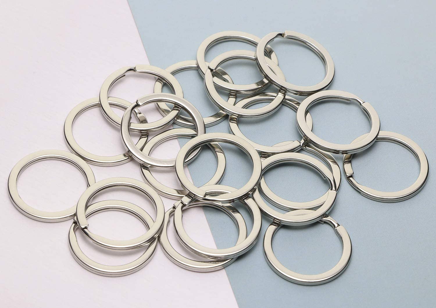 40PCs Silver Gold Split Key Ring Circle, Metal Flat Key Chain Rings with 4  Sizes for Dog Tag DIY Jewelry Car Key Attachment