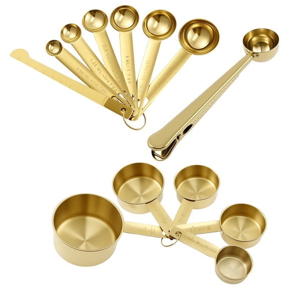 13Pcs Stainless Steel Measuring Cup Spoon Set Versatile Rust Resistant Nesting Measure Cup Spoon With Engraved Measurement for Dry and Liquid Ingredient