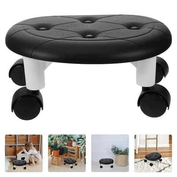HEMOTON Foot Stools for Living Room Wheel Office 33.50X26.00X15.00CM Black