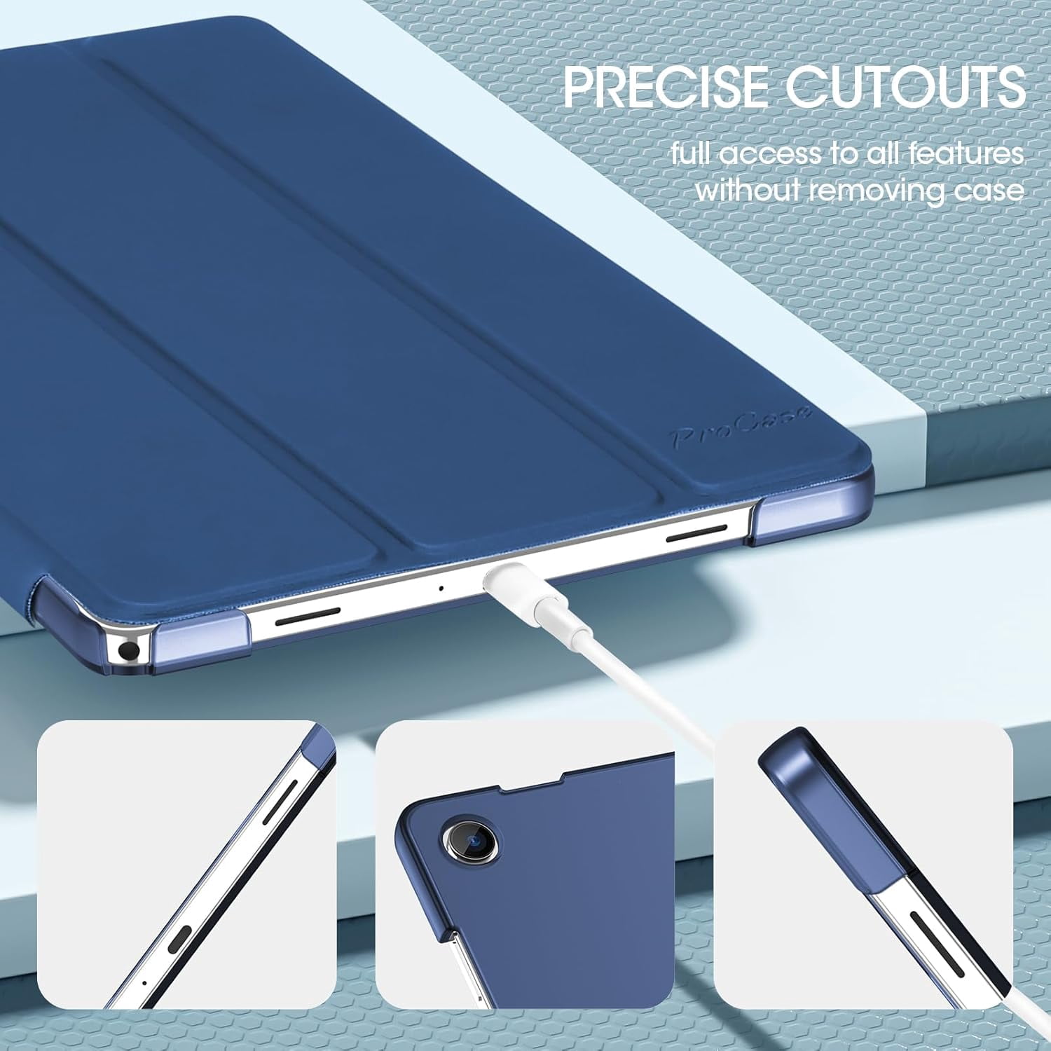Procase Hard Back Protective Case Compatible with 11" Galaxy Tab A11+ Plus 2025/A9+ Plus 2023 -Darkblue