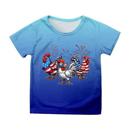 

Jackets for Girls Shirts Teen Short Sleeve Independence Day Prints T Shirt Tops for Teens