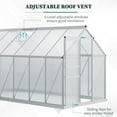 thumbnail image 5 of Homiyad 12' x 6' Aluminum Greenhouse, Polycarbonate Walk-in Garden Greenhouse Kit with Adjustable Roof Vent, Rain Gutter and Sliding Door, Silver, 5 of 8