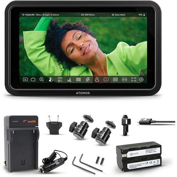 Atomos Shinobi II 5.2" HDMI Recording Monitor, Battery, Hot Shoe, Charger Bundle