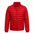 thumbnail image 4 of Men Stand Collar Puffer Jacket Full Zip Packable Quilted Outerwear Zipper Side Pockets Warm Casual Coat for Daily Commute Travel Camping Cold Weather Outdoor Wear Red M, 4 of 6