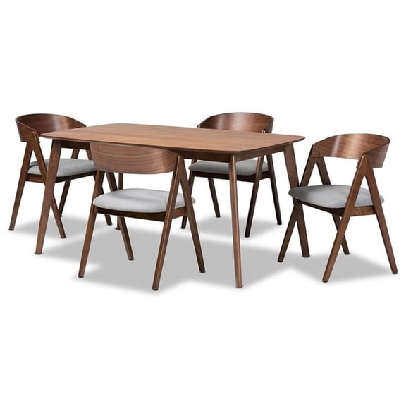 Bowery Hill Mid Century Grey and Walnut Brown Finished Wood 5-Piece Dining Set