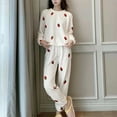 thumbnail image 2 of THDHVS Fall Pajamas Women,Lounge Sets for Women,Women's Flannel Long-Sleeve Button Front Shirt and Pant Pajama Set White Free Size, 2 of 7