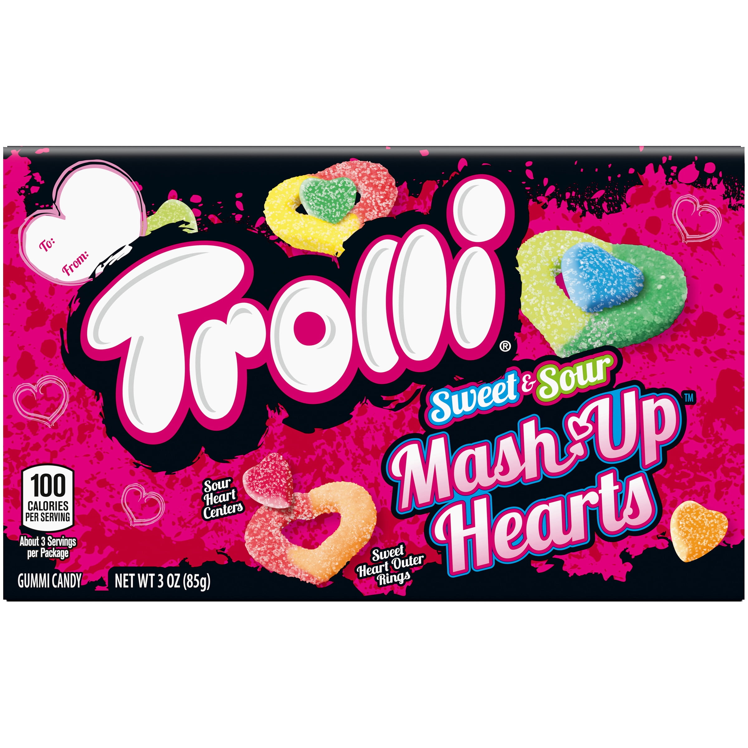 Trolli Sweet & Sour Mash Up Hearts Gummy Candy, 3oz Box